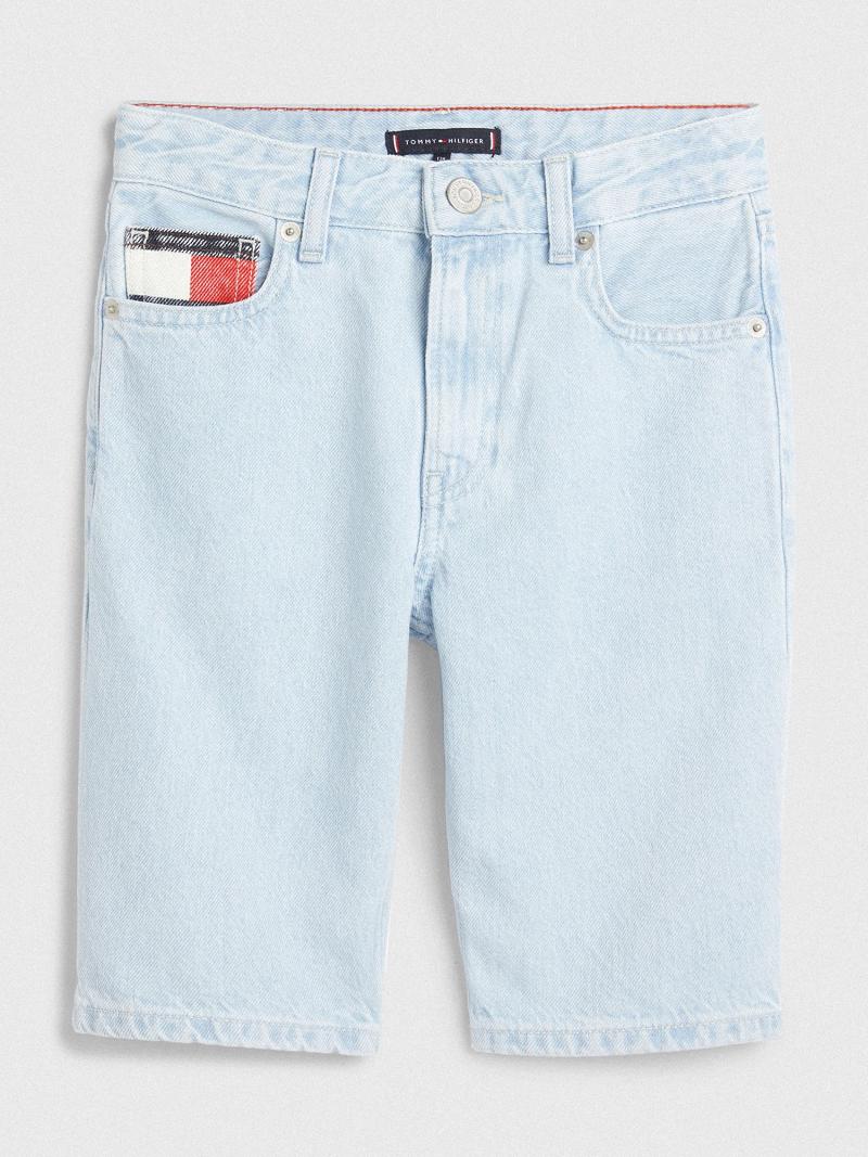 Fiú Tommy Hilfiger Straight Fit Denim Rövidnadrág Kék | HU 2188ILH